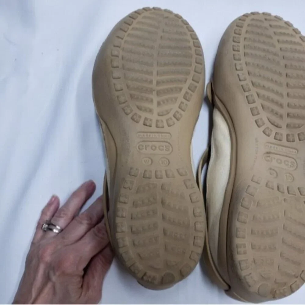 Crocs Slip On Celeste Tan Cream Canvas Size 10 Women's - Picture 11 of 13